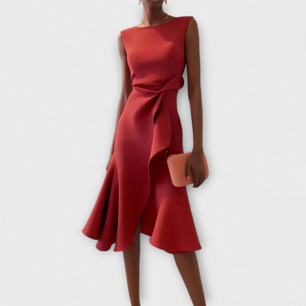 Draped Midi Wedding Guest Dress