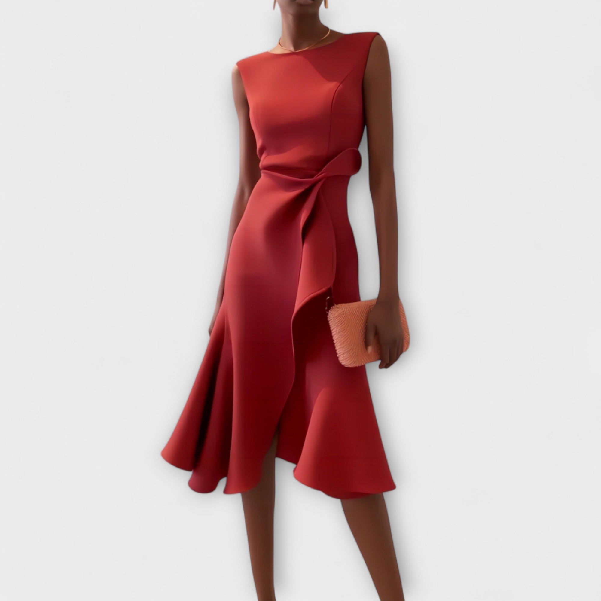 Draped Midi Wedding Guest Dress