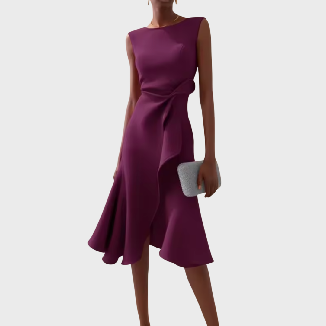 Draped Midi Wedding Guest Dress
