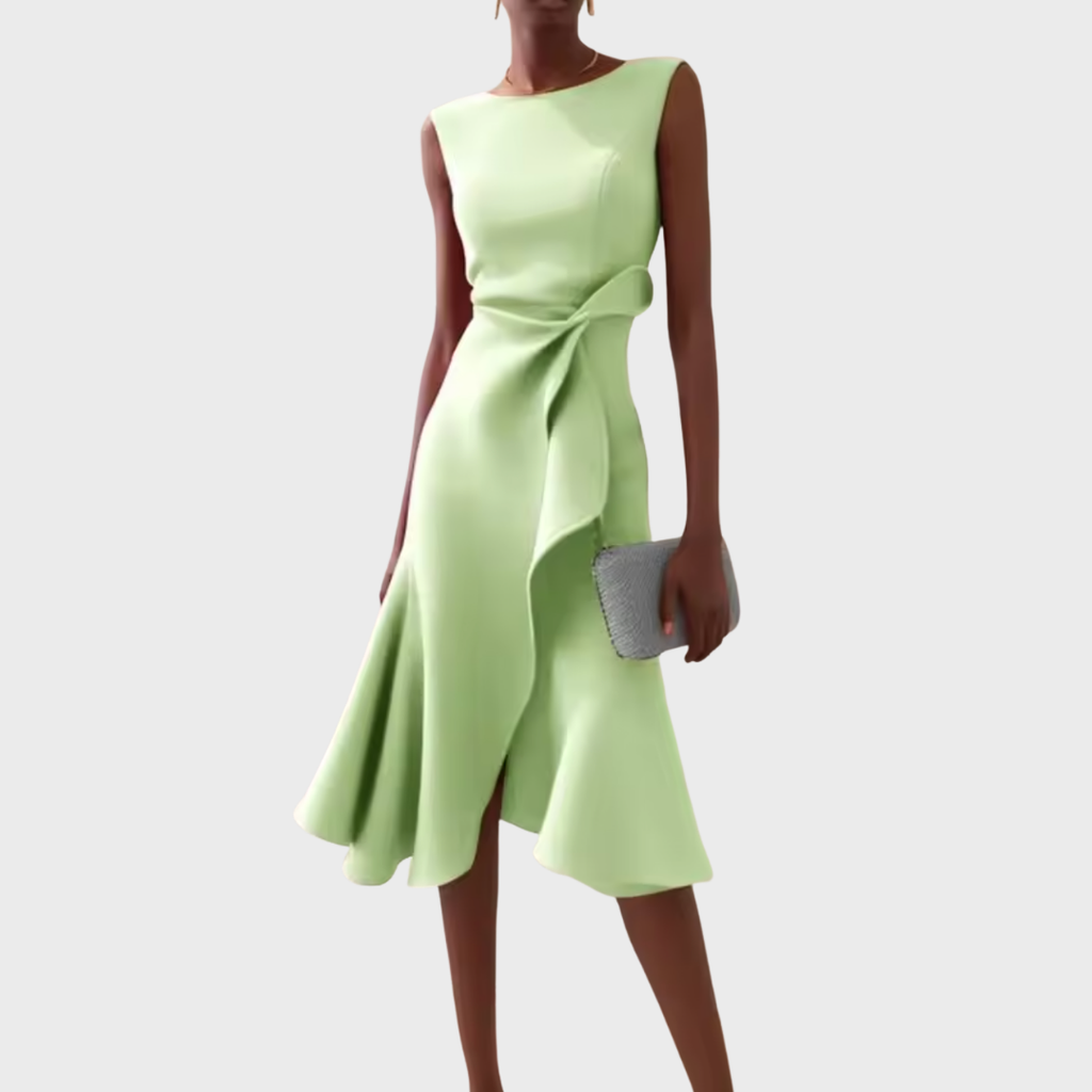 Draped Midi Wedding Guest Dress