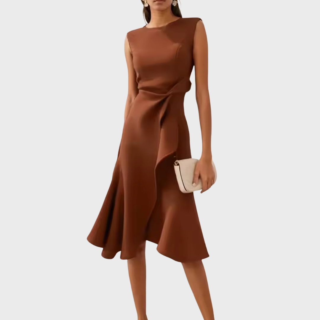 Draped Midi Wedding Guest Dress