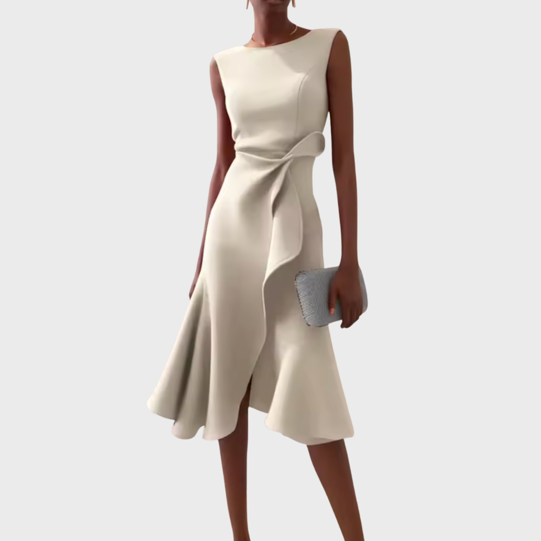 Draped Midi Wedding Guest Dress