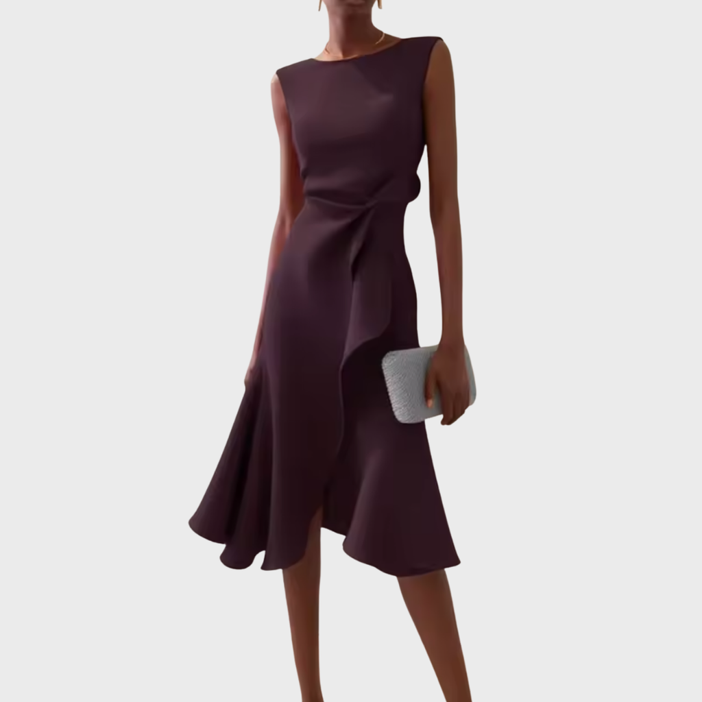 Draped Midi Wedding Guest Dress