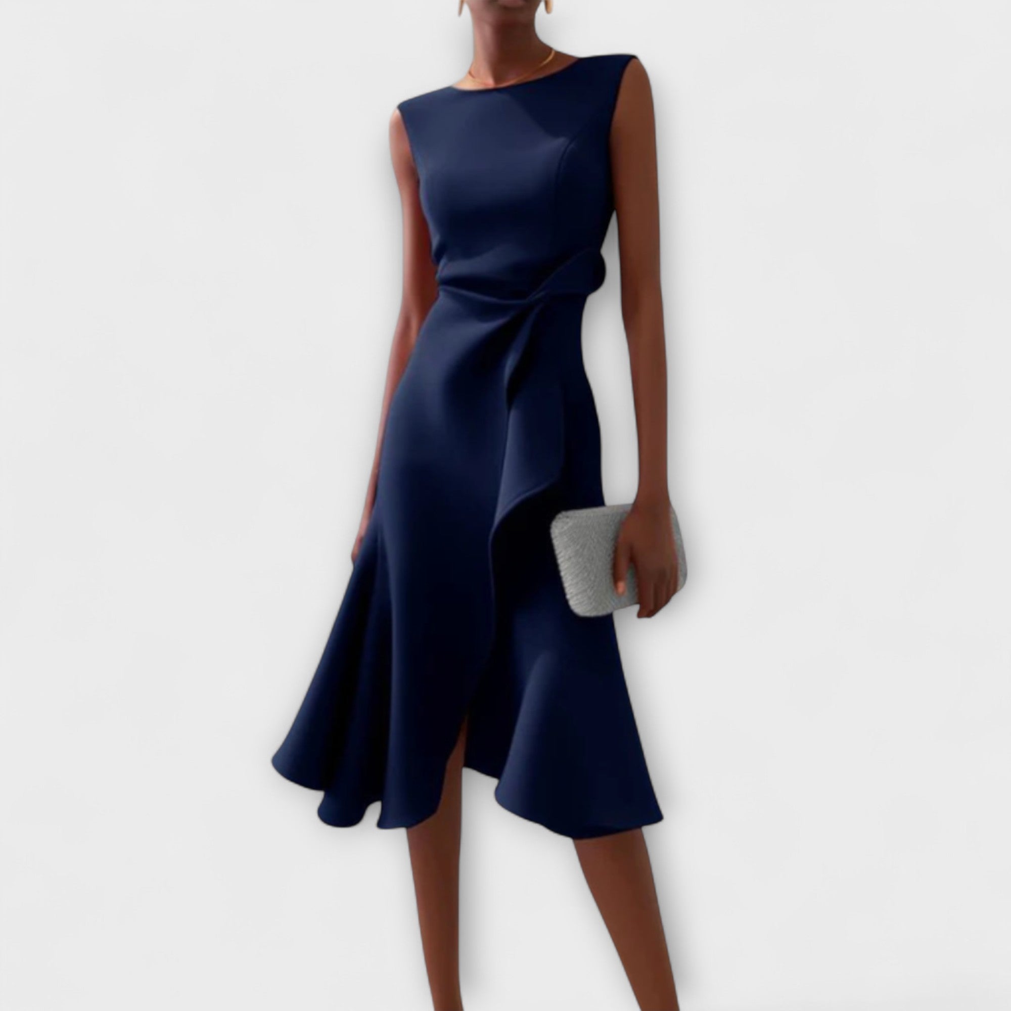 Draped Midi Wedding Guest Dress