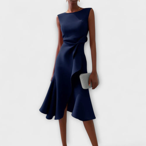 Draped Midi Wedding Guest Dress