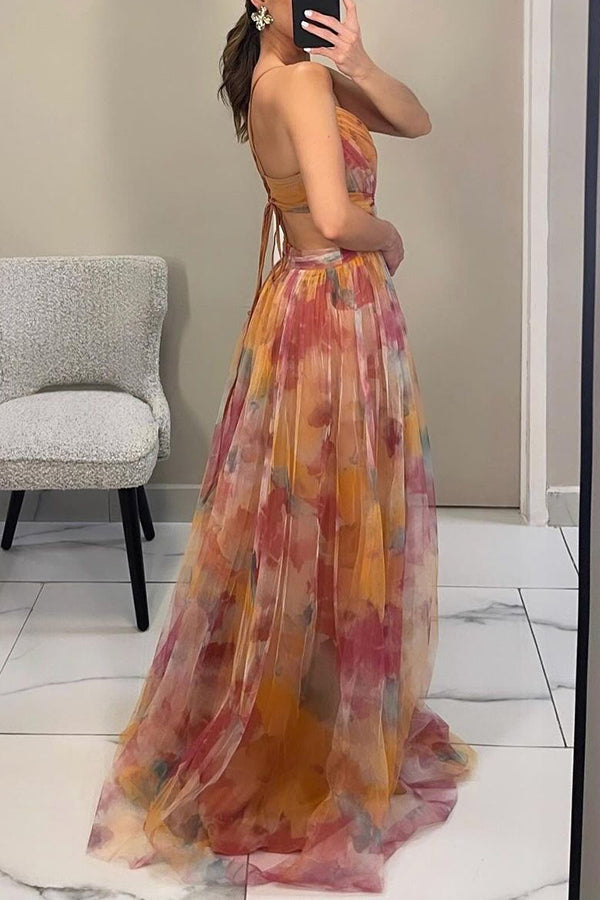 Floral Print Maxi Wedding Guest Dress