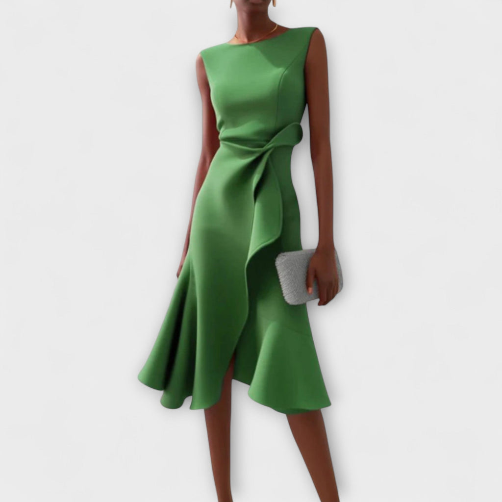 Draped Midi Wedding Guest Dress