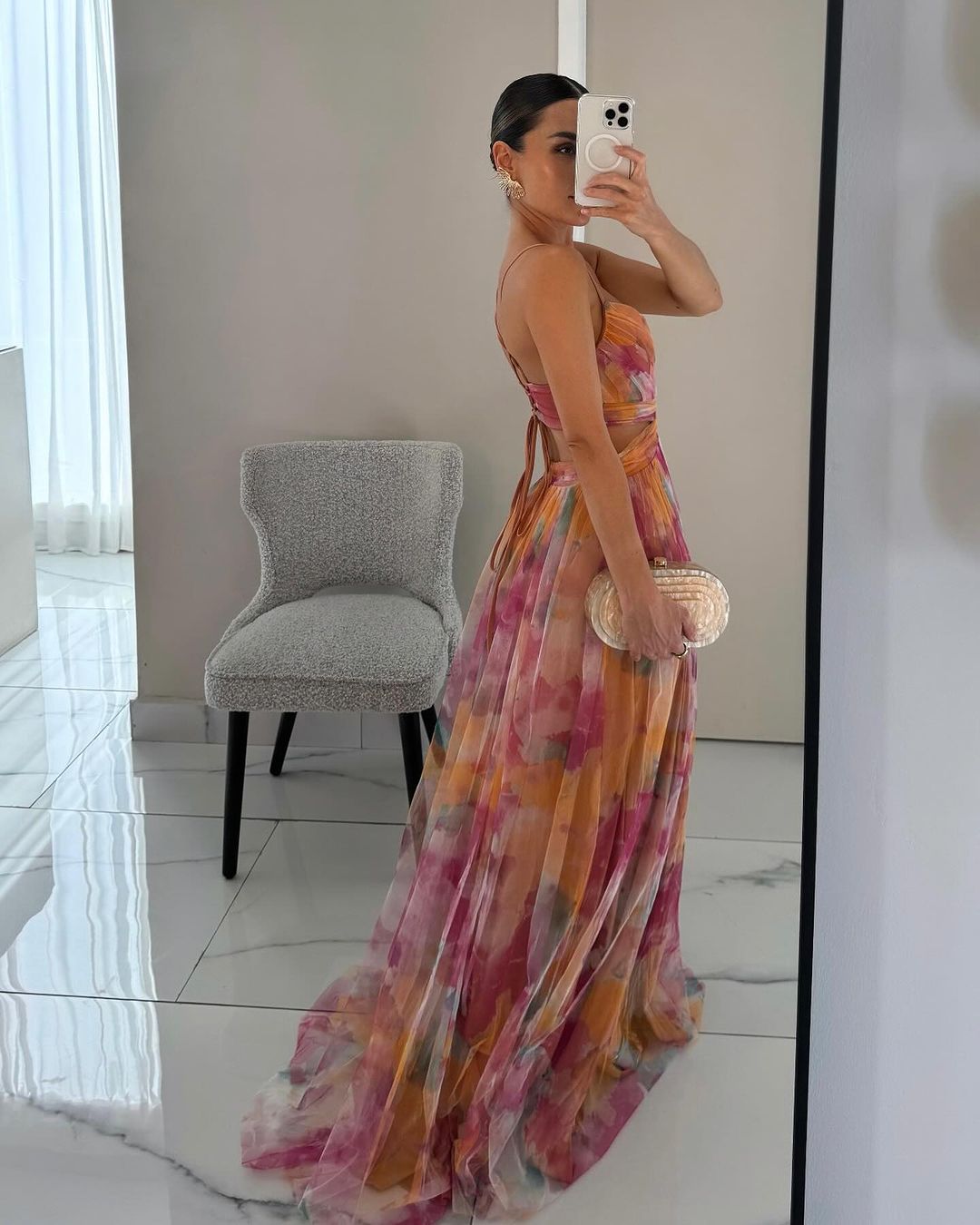 Floral Print Maxi Wedding Guest Dress