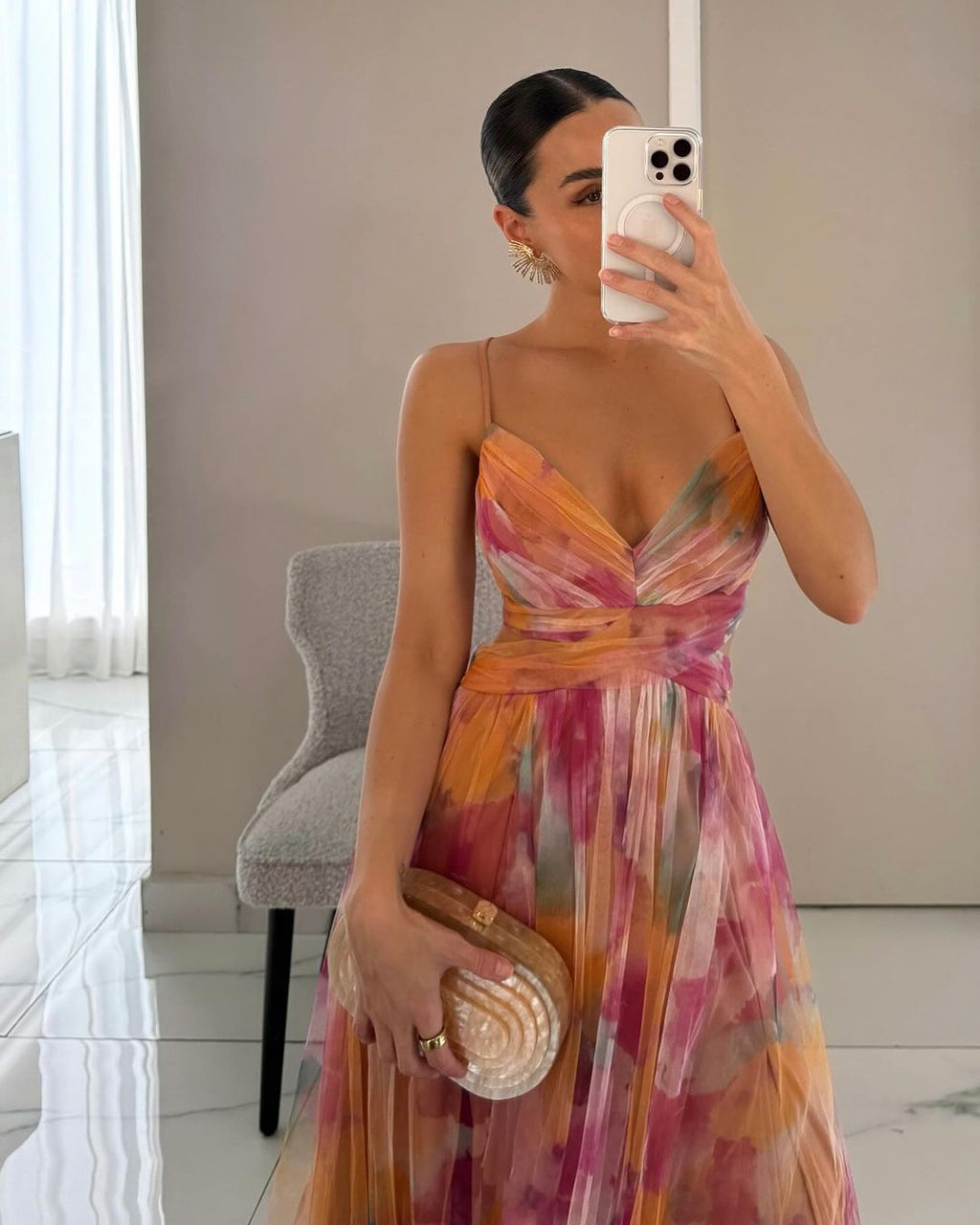 Floral Print Maxi Wedding Guest Dress