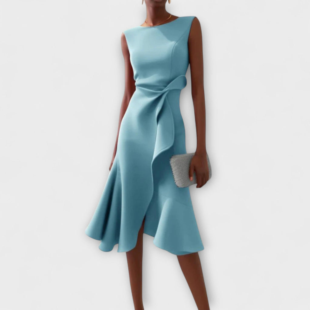 Draped Midi Wedding Guest Dress