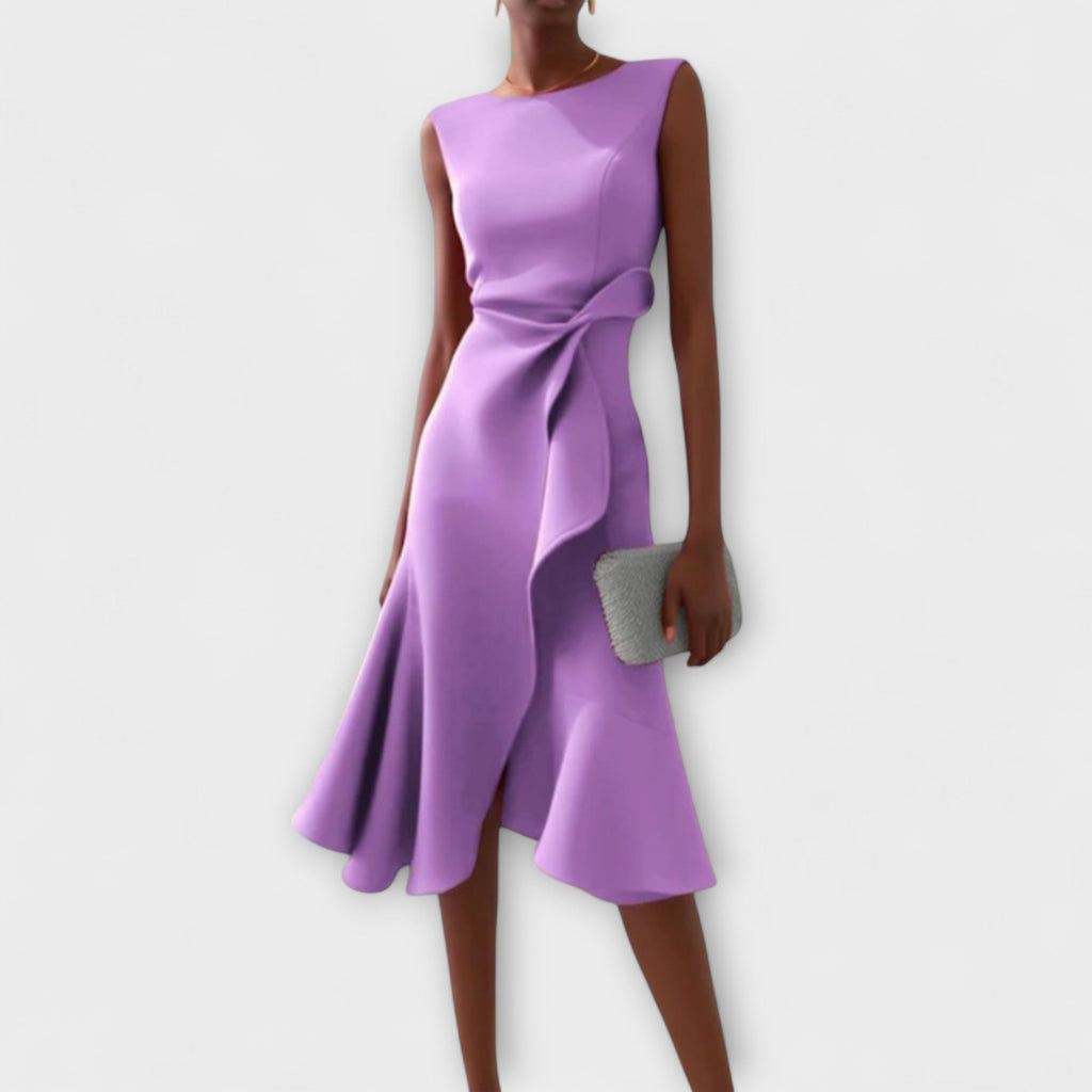 Draped Midi Wedding Guest Dress