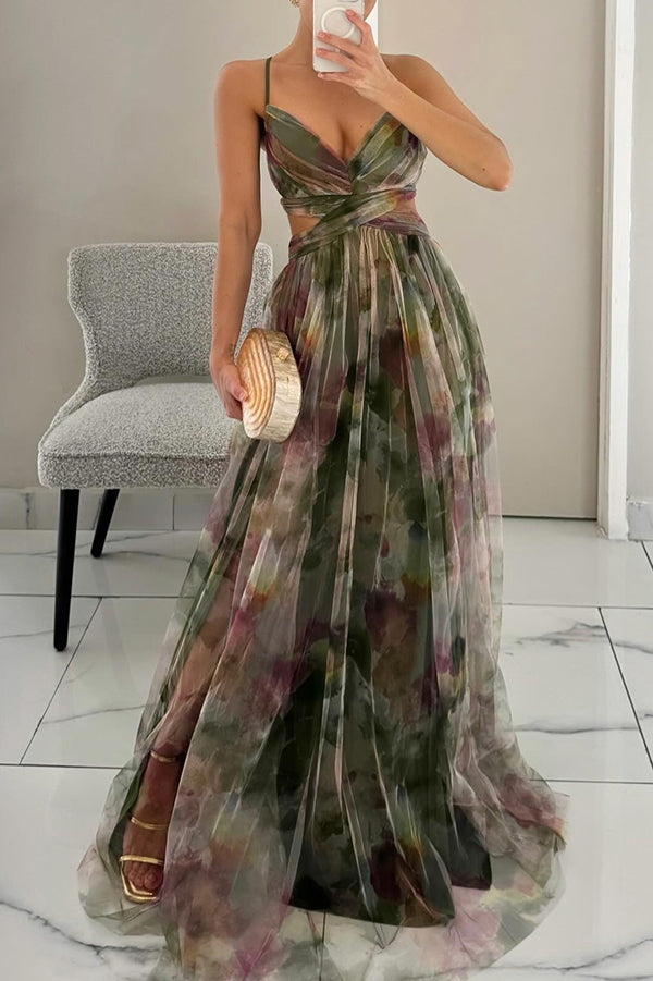 Floral Print Maxi Wedding Guest Dress