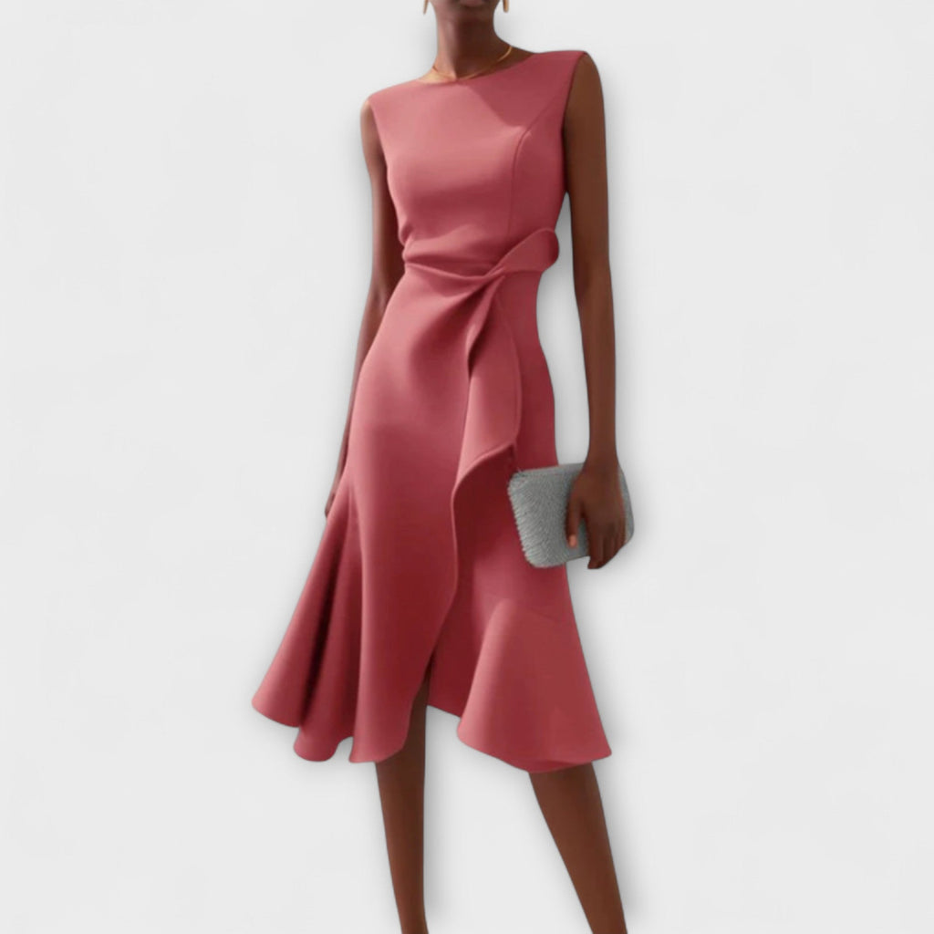 Draped Midi Wedding Guest Dress