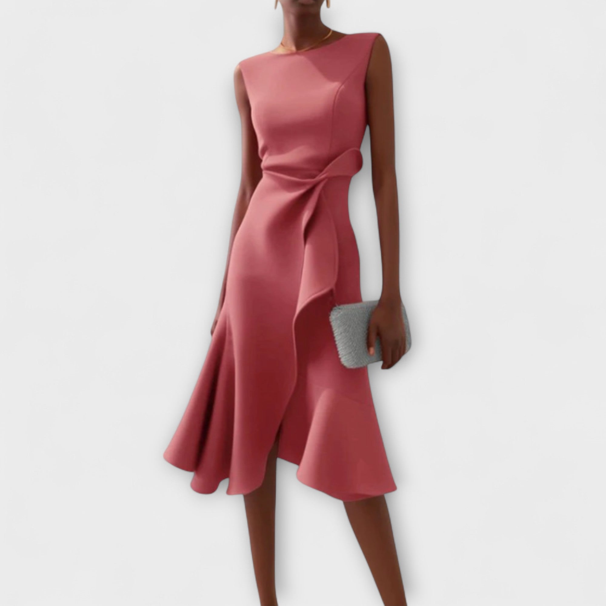 Draped Midi Wedding Guest Dress