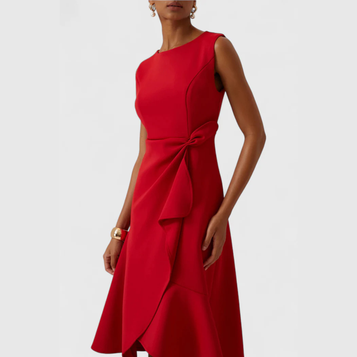 Draped Midi Wedding Guest Dress