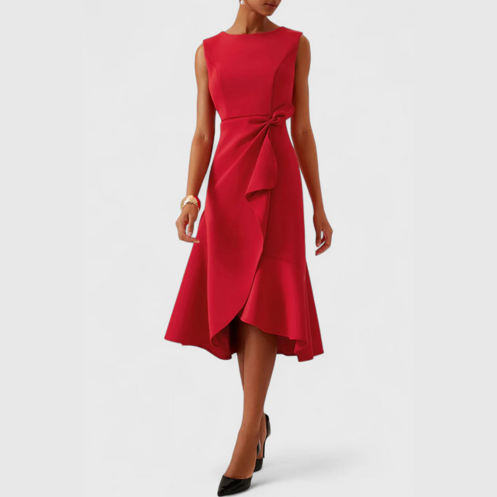 Draped Midi Wedding Guest Dress
