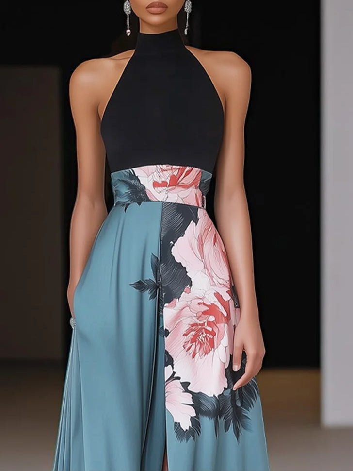 Floral Slit Maxi Wedding Guest Dress