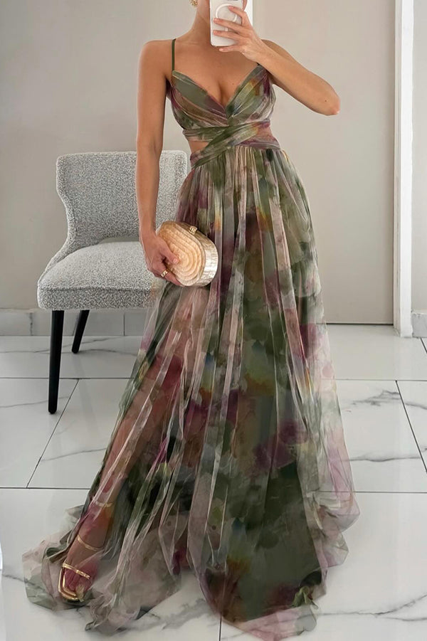 Floral Print Maxi Wedding Guest Dress