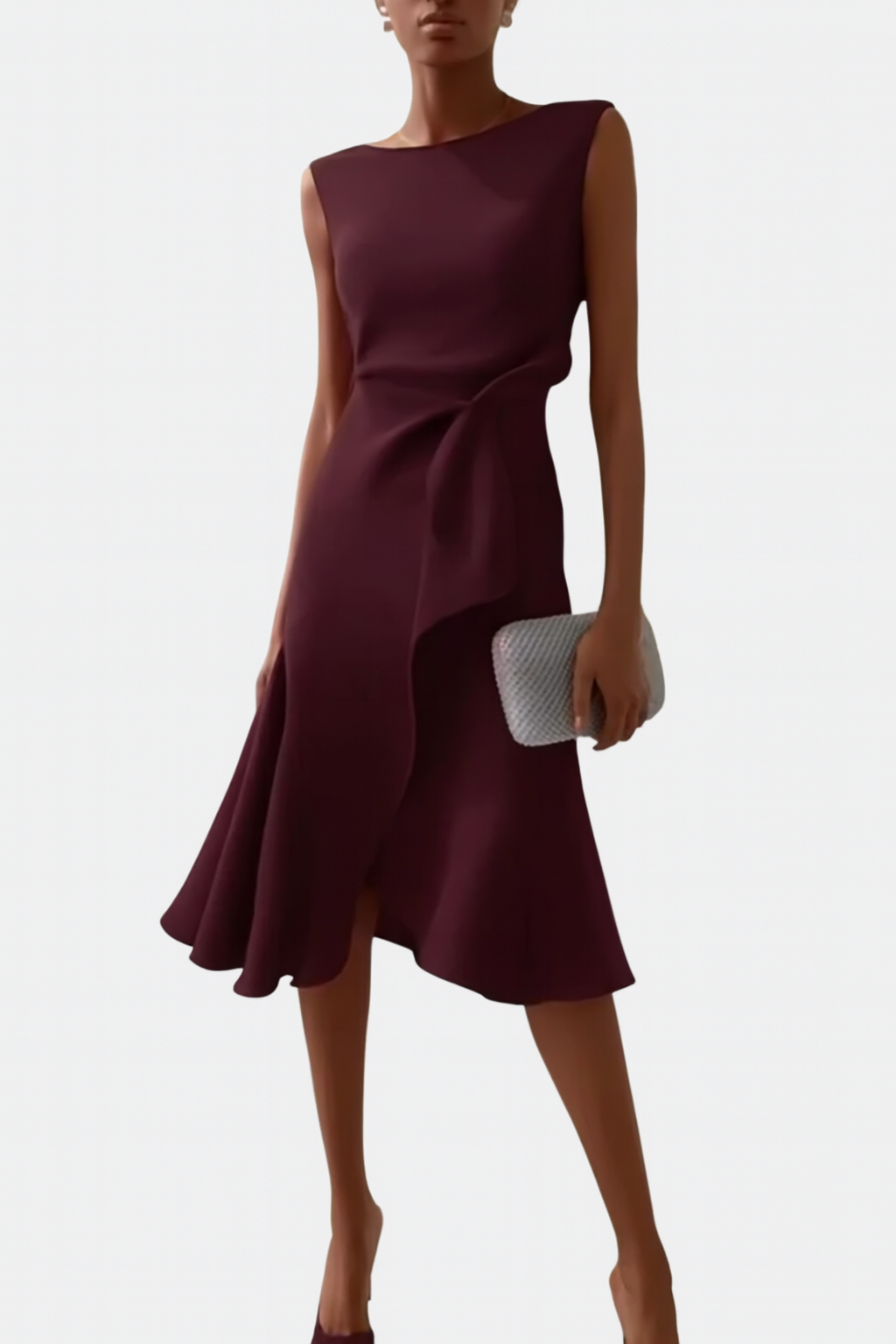 Draped Midi Wedding Guest Dress